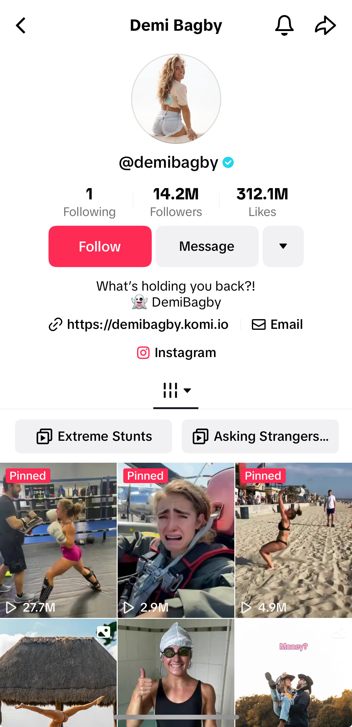 Demi Bagby 的 TikTok 个人资料。