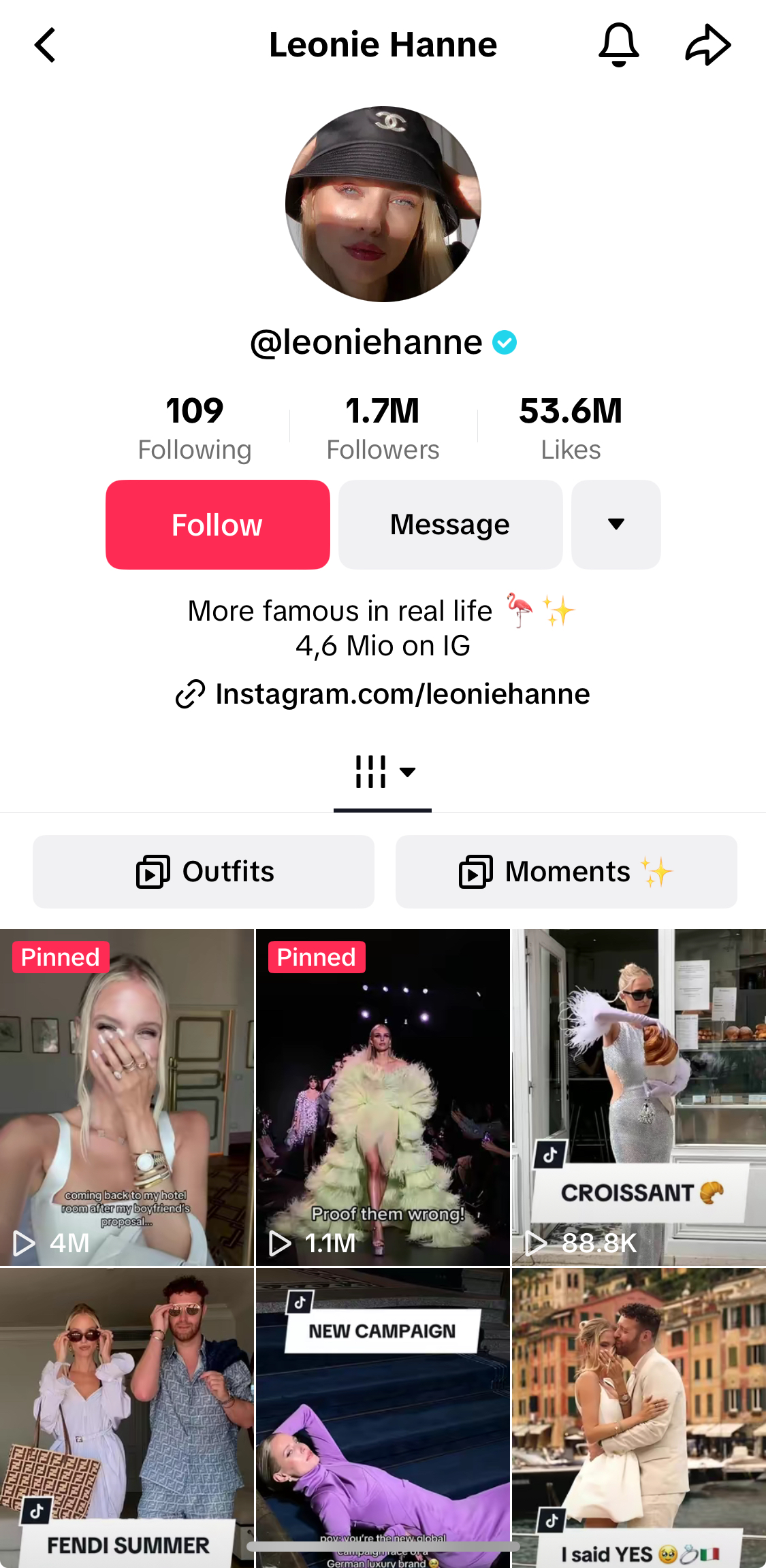 Leonie Hanne 的 TikTok 个人资料。