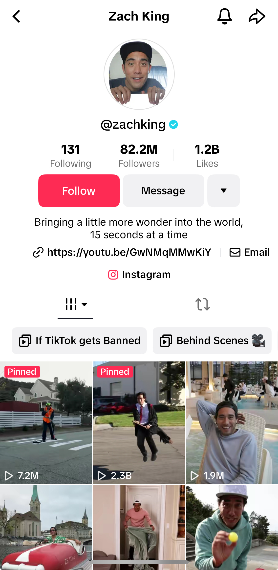 Zach King 的 TikTok 个人资料。