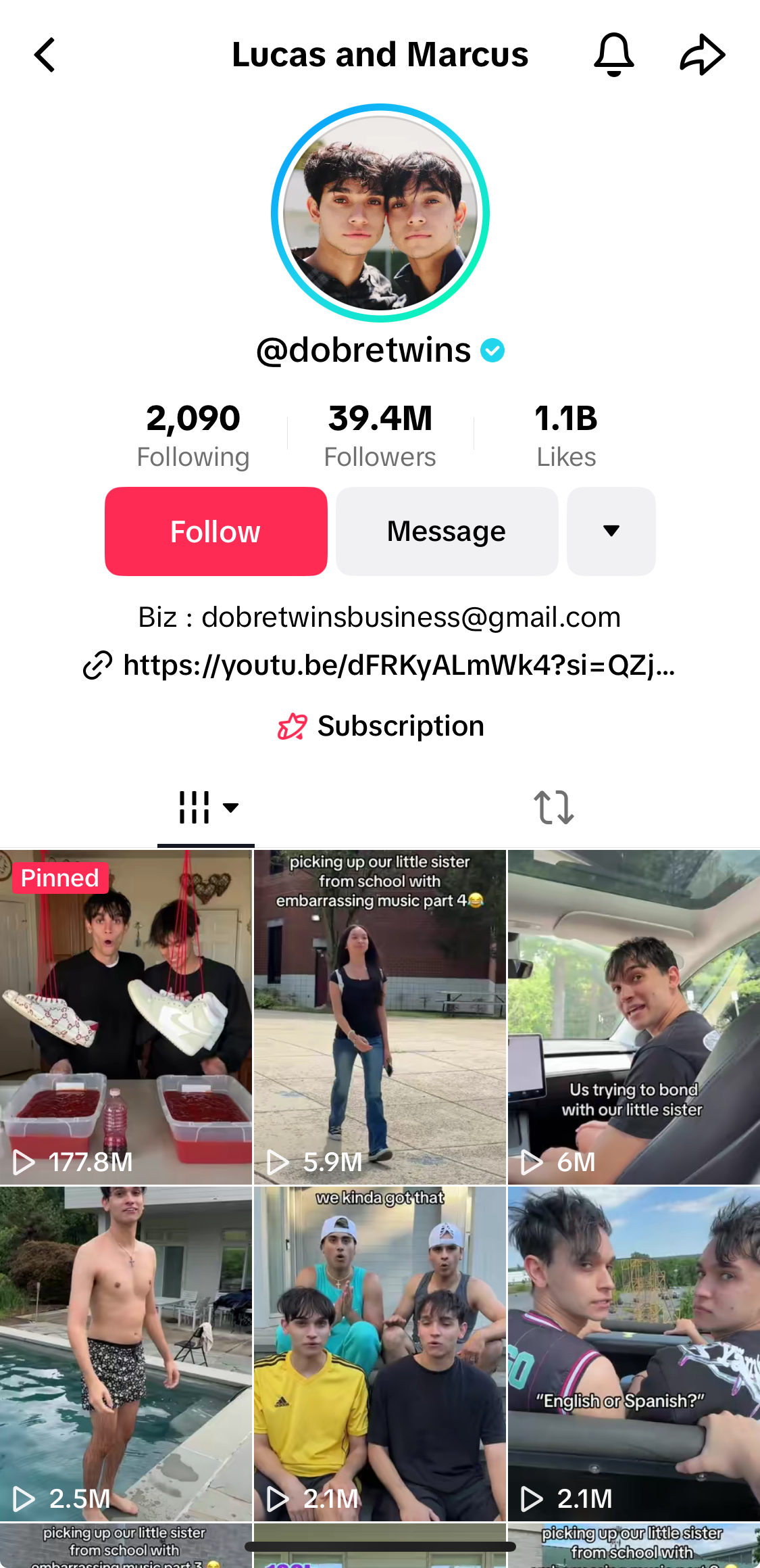 卢卡斯和马库斯的 TikTok 个人资料。