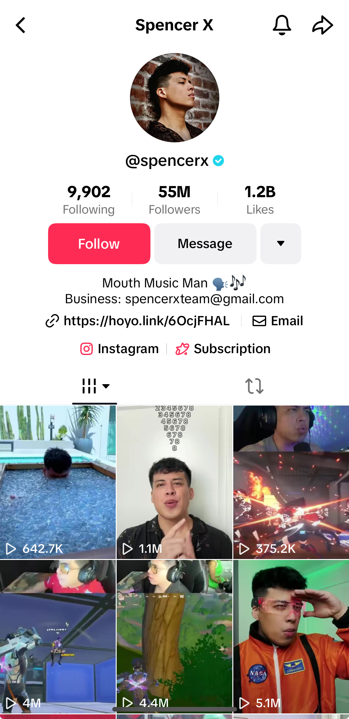 Spencer X 的 TikTok 个人资料。