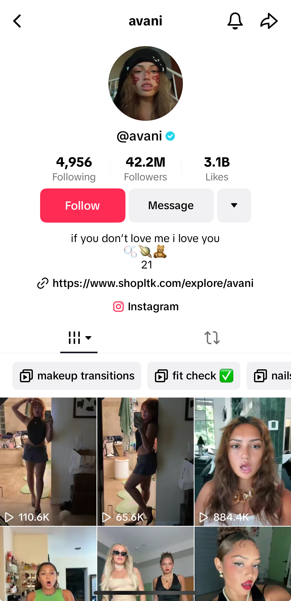 Avani Gregg 的 TikTok 个人资料。